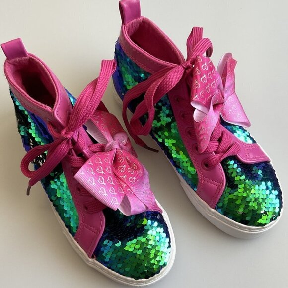 JOJO SIWA  FLIP SEQUINS HIGH TOP SNEAKERS LIKE NEW - Picture 1 of 11
